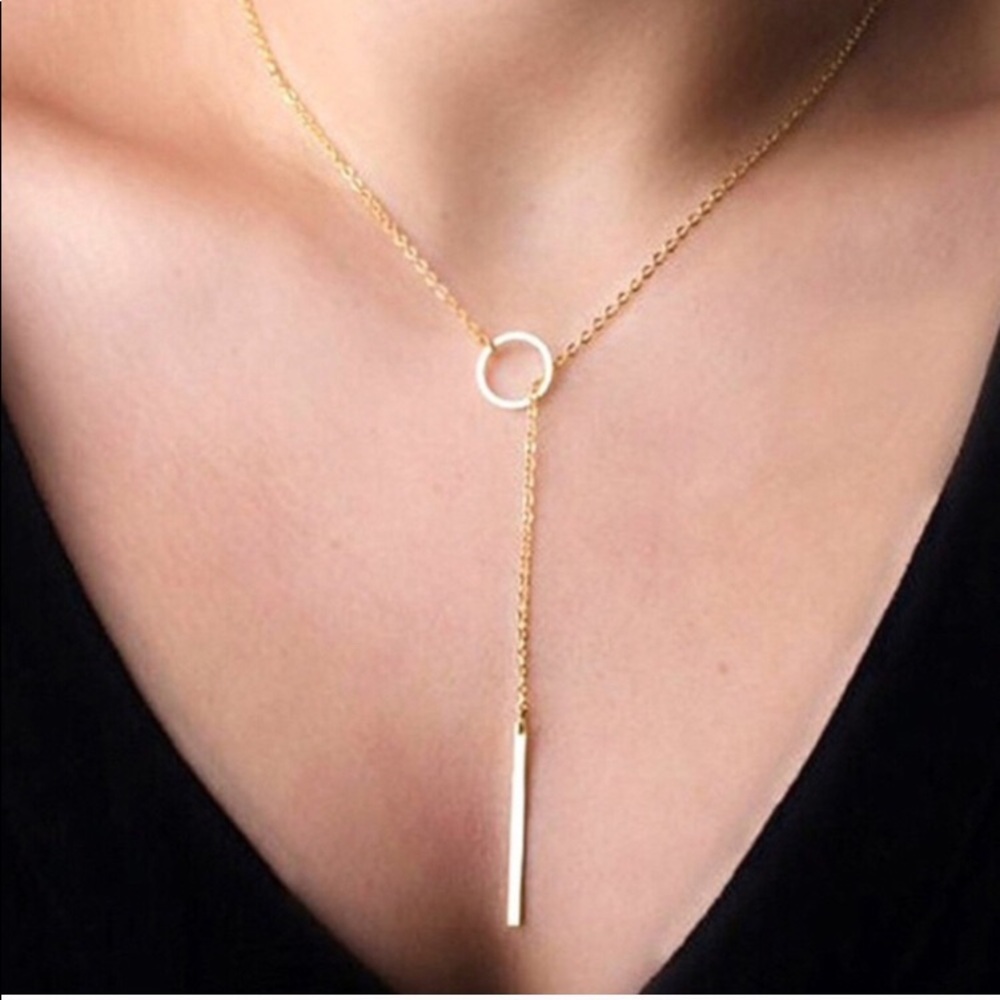 GOLD PLATED Circle and bar necklace!!!